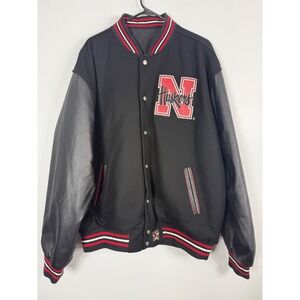 Vintage JH Design Nebraska Huskers Reversible Jacket Leather Sleeves Mens XL